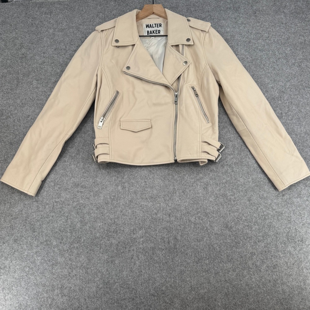 Walter Baker NWT Jacket Womens Large Liz Jacket Oyster Leather Moto NEW